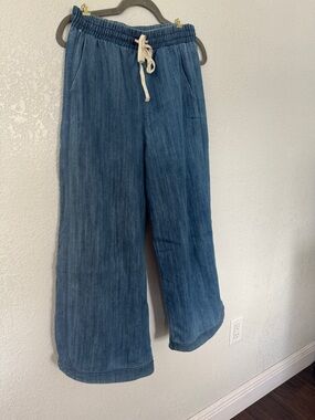 Three Bird Nest Wide Leg Denim-Blue Lounge Pants